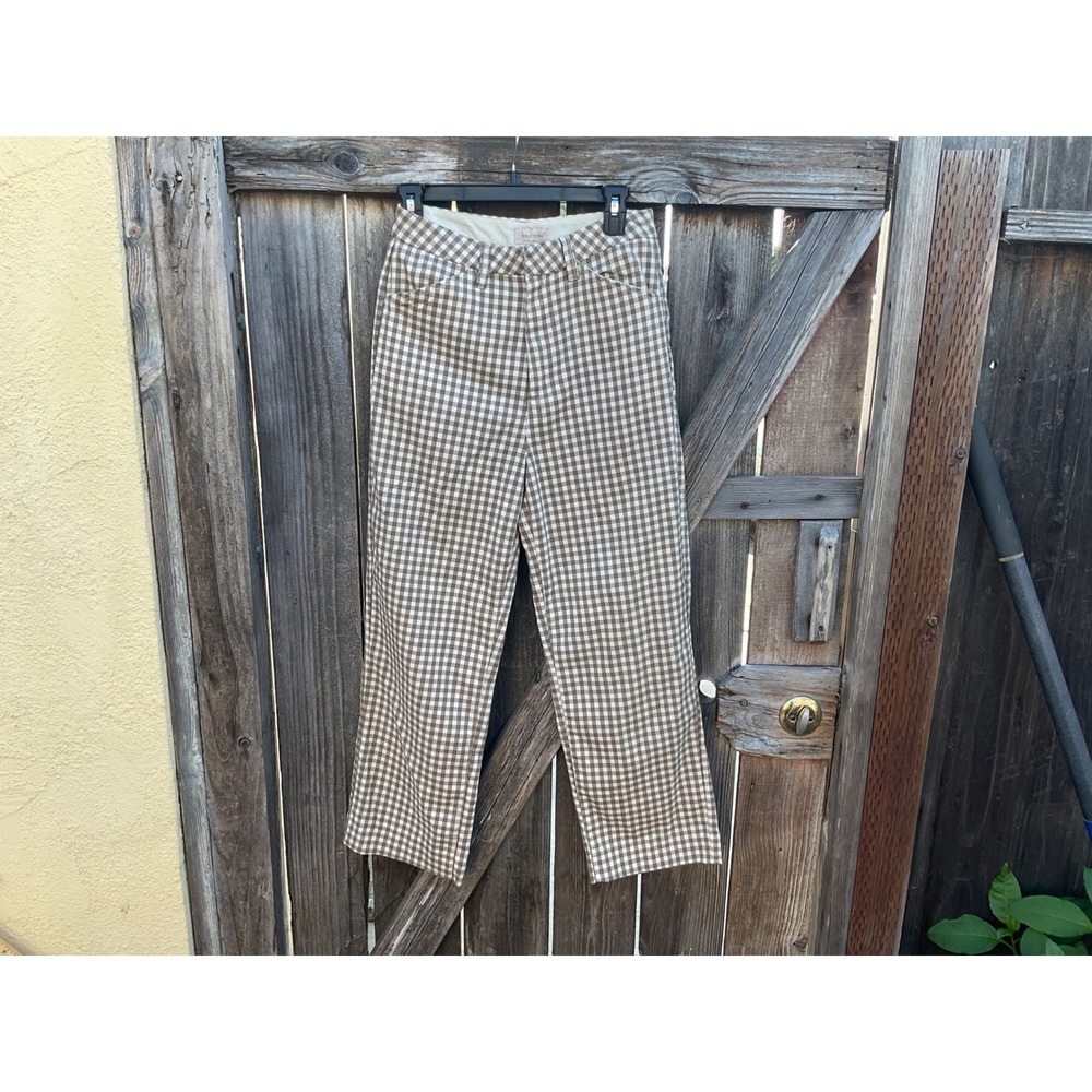 Brixton Brown Gingham Check Straight Leg Pants Women Size 26 Trousers